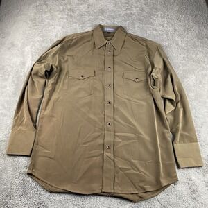 Lavana USA Dress Shirt Snap Buttons Mens Large Brown Long Sleeve